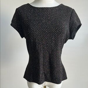 Vintage Women’s Retro Glam Feminine Going Out Peplum Metallic Knit Blouse Top 12